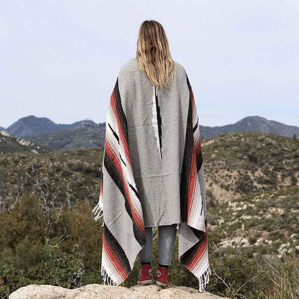 Grey Baja Diamond Mexican Blanket