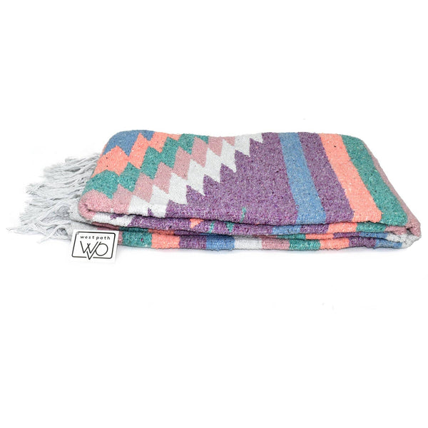 Purple Pastel Aztec Diamond Mexican Blanket