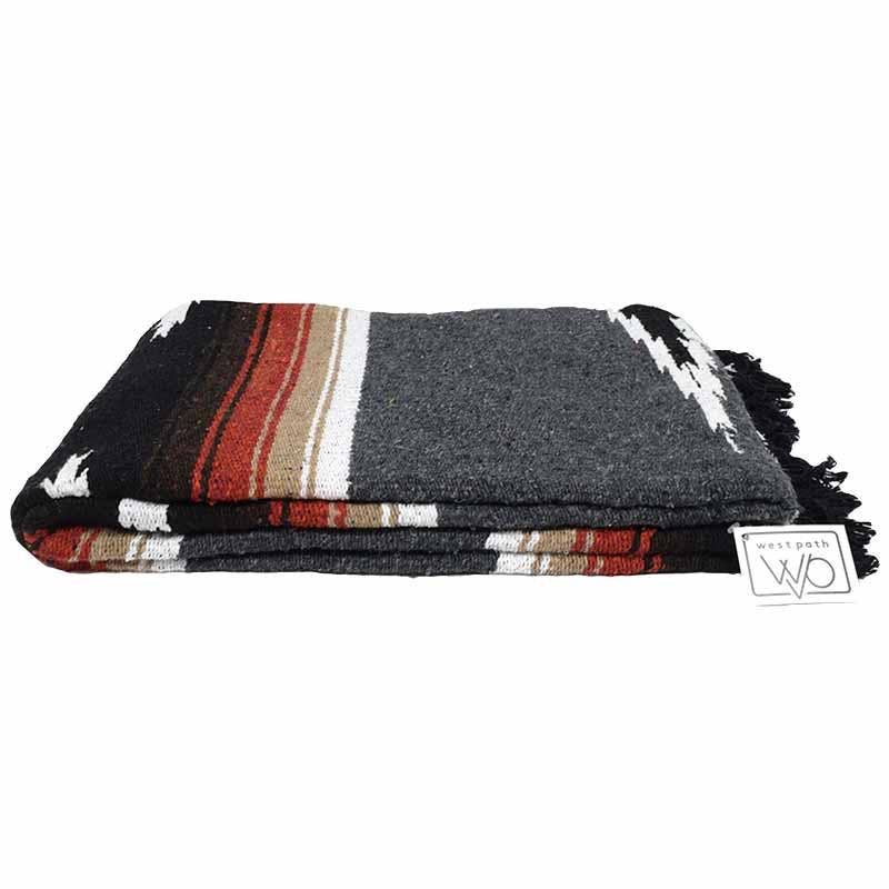 Retro Charcoal Grey Baja Diamond Mexican Blanket