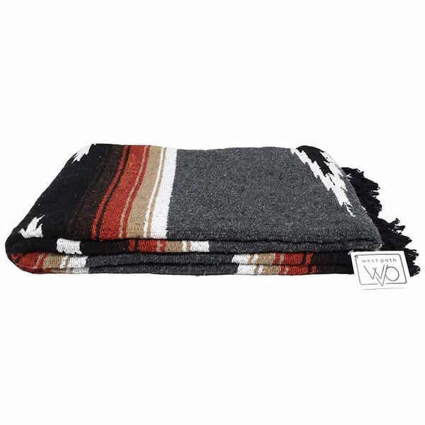 Retro Charcoal Grey Baja Diamond Mexican Blanket