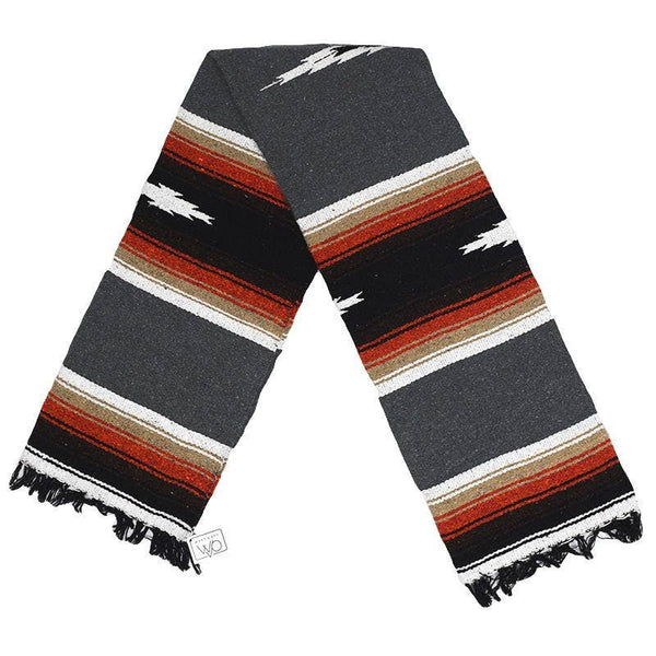 Retro Charcoal Grey Baja Diamond Mexican Blanket