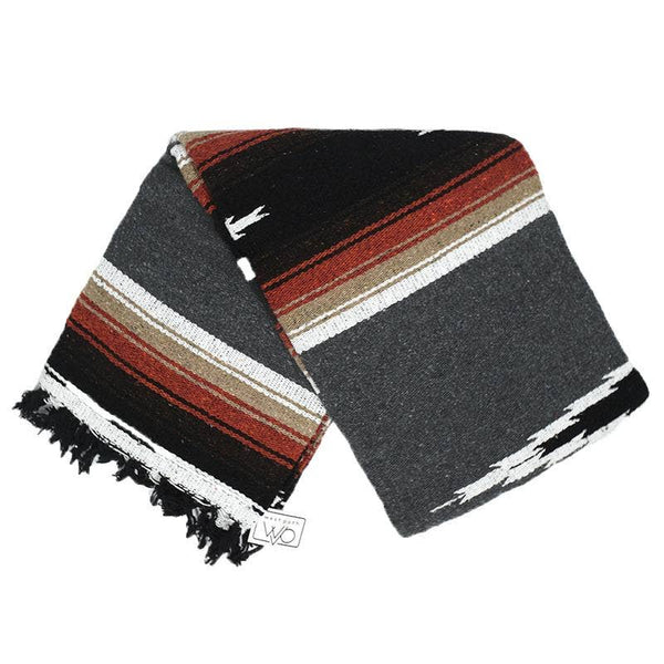 Retro Charcoal Grey Baja Diamond Mexican Blanket